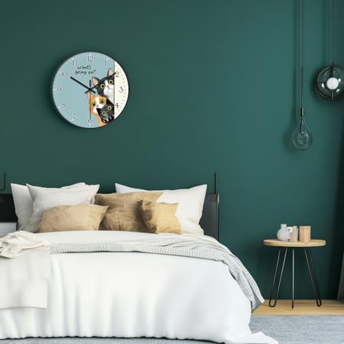 8 inch Decorative Wall Clock Battery Operated, Cat Pattern - Image 3