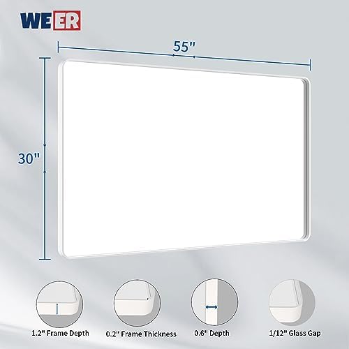 WEER White Bathroom Vanity Mirror 55x30 Inch - Image 6