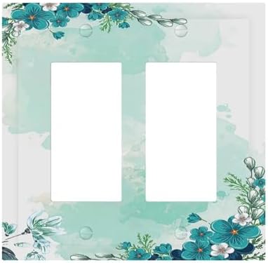 Decorative Outlet Covers Blue Green Flowers Light Green Watercolor Patterns 2 by Lightswitchcovers