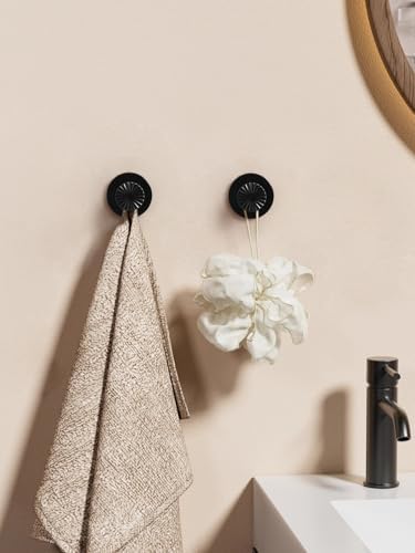 4 Pack Adhesive Coat Hooks for Bathrooms Black Wall Robe Towel Hooks for - Image 3