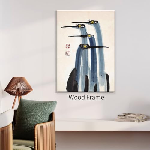 Vintage Japanese Crane Framed Poster Antique Asian Bird Canvas Wall Art 24x36 - Image 6