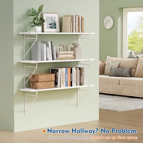 White Floating Shelves for Wall 36 Inch Long, Large Wall Book Shelf Unit - Image 4