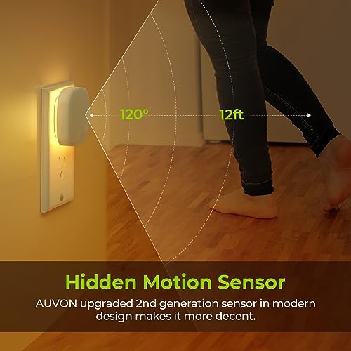 AUVON Plug-in LED Backlit Night Light 4 Packs, Motion & Dusk to Dawn Sensor - Image 4