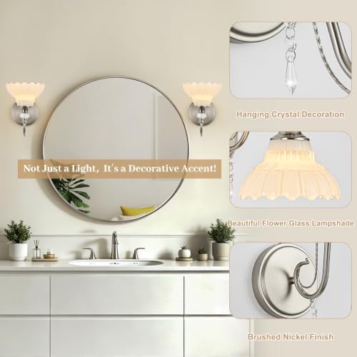 1 Piece Brushed Nickel Finish Wall Sconce, 1-Light Modern Wall Sconce - Image 3