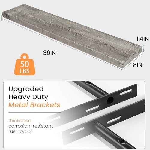 Fun Memories 36 Inch Reclaimed Wood Floating Shelves - Image 3