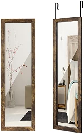 ikkle Wooden Full Length Door Mirror 48" x 14", Rustic Frame by iKKLEHome