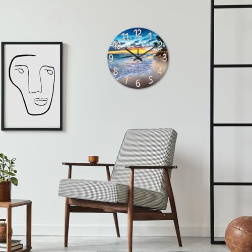 Glass Beach Wall Clocks Battery Operated 16 Inches or Larger - Image 2