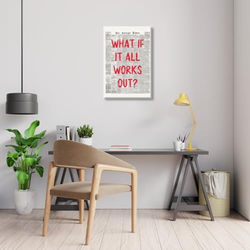 Red Retro Newspaper Wall Art Trendy Inspirational Quote Poster What If It All - Image 3