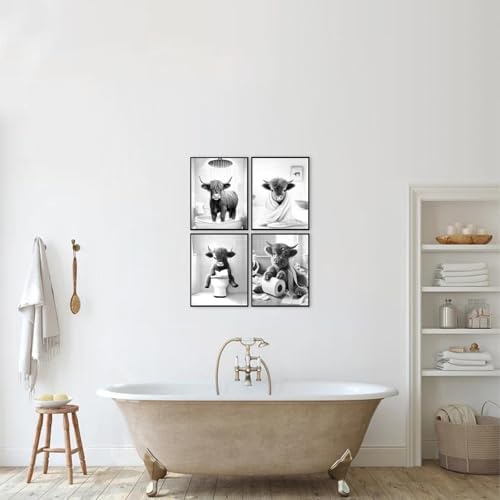 Western Cow Bathroom Decor Wall Art, Funny Highland Cow Wall Art in Restroom - Image 7