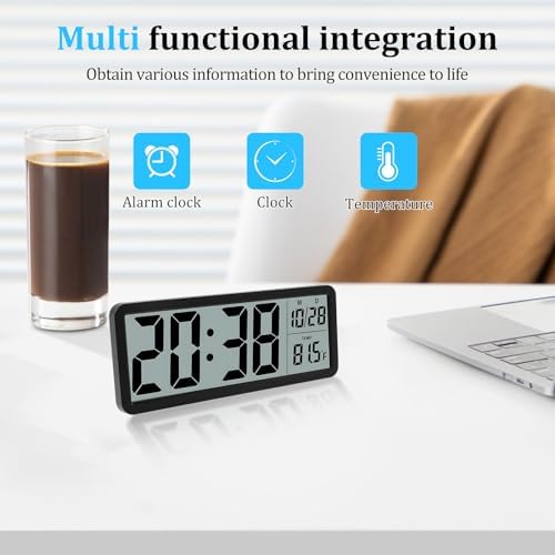 Silent Digital Wall Clock with Date/Time/Temperature Large Display, Versatile - Image 6