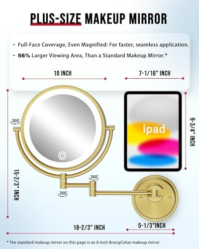 10" Brass Wall Mounted Makeup Mirror - Image 5