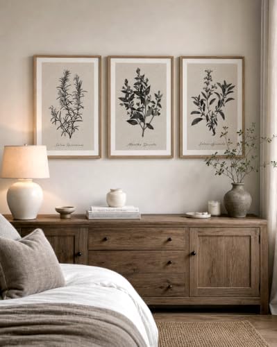 InSimSea Large 3 Pieces Botanical Wall Art, Vintage Herb Canvas Prints - Image 4