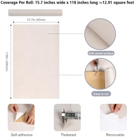 Solid Self Adhesive Velvet Flocking Liner Contact Paper 15.7"x118" Soft - Image 7