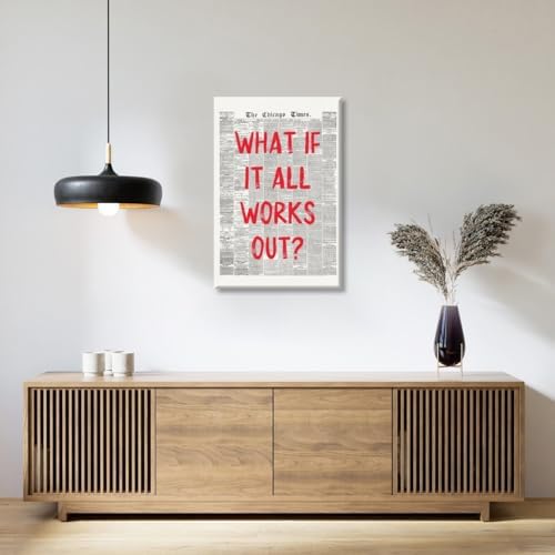 Red Retro Newspaper Wall Art Trendy Inspirational Quote Poster What If It All - Image 6