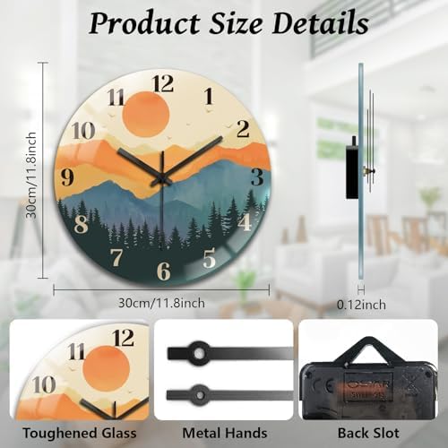 peacoblue Forests and Sun Wall Clocks Battery Operated - Image 2