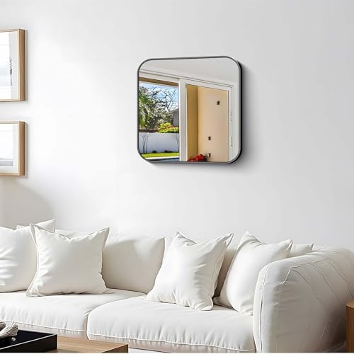 Black Bathroom Mirror, 18 x 18 inch Square Mirrors - Image 2