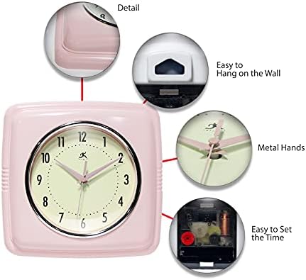 Infinity Instruments Retro Wall Clock – 9-Inch Square Silent - Image 6