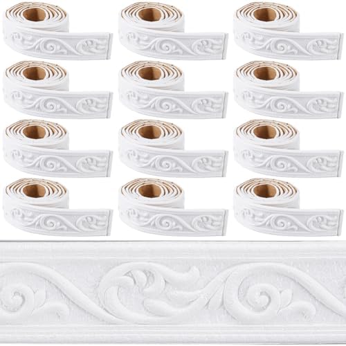 CRASPIRE 12 Rolls 88.6Ft Long White Molding Wall Trim Vintage Crown Wallpaper by CRASPIRE