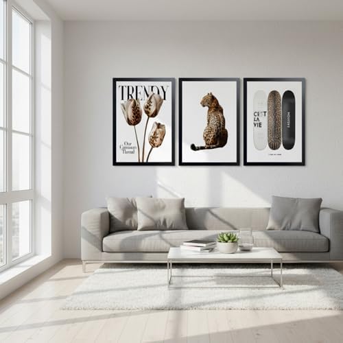 Trendy Leopard Print Wall Art Preppy Aesthetic Stylish Canvas Wall Decor - Image 7
