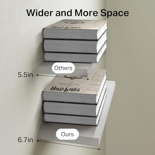 BAYKA White Floating Shelves 15.7in, Wall Mounted - Image 3