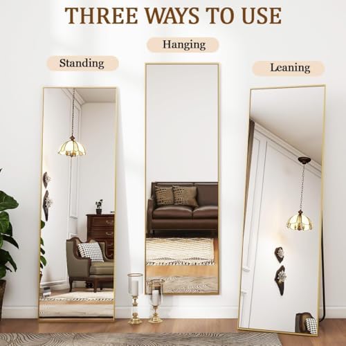 Koonmi 56"x21" Floor Mirror Full Length, Large Gold Mirror - Image 4