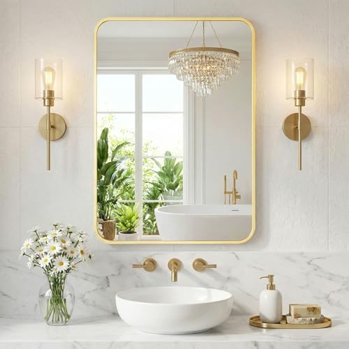 NEWBULIG Bathroom Mirrorfor Bathroom Sink, 26x38 Inch, Vanity Wall Mirror by NEWBULIG