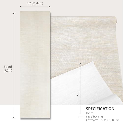 Ansehan Wallcovering W1021 Burlap Collection 36" W x 8 Yard L, Natural Paper - Image 6