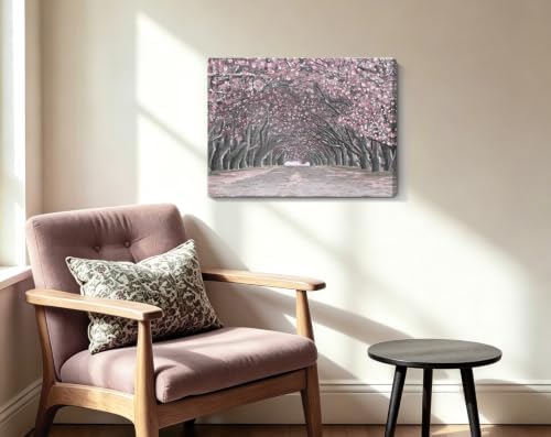 Nicetop Pink Wall Art–Abstract Floral Trees Artwork Canvas Print Romantic - Image 3