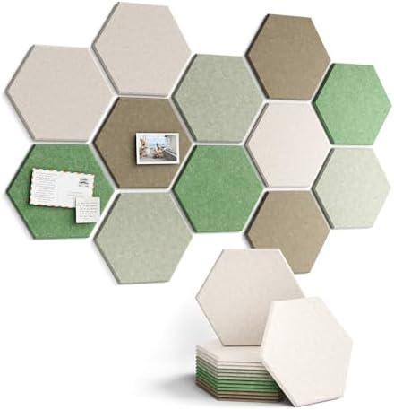 Fluxynara 12-Pack Hexagon Felt Bulletin Board Tiles, Moss Haven by FLUXYNARA