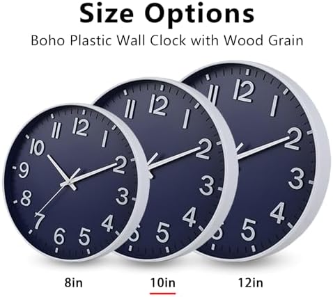 HZDHCLH 10 Inch Wall Clock Battery Operated Silent Non Ticking Navy Modern - Image 5