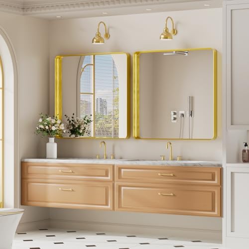 Koonmi Gold Bathroom Mirror, 29x29 Shatterproof Wall Vanity Mirror - Image 2