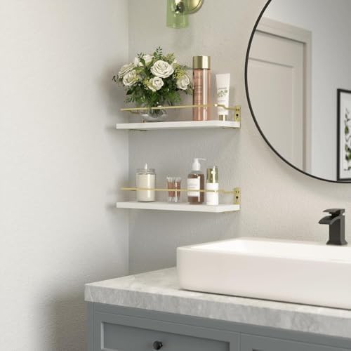 RICHER HOUSE Floating Shelves Bathroom, Small Wall Shelf Over Toilet 2 Set - Image 5