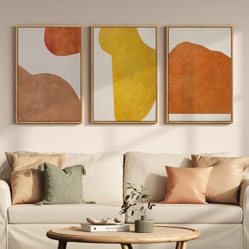 Framed Abstract Boho Orange Yellow Neutral Wall Art Bedroom, 16x24 Inch - Image 4