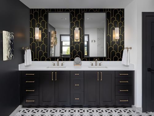 Yasinet Peel and Stick Wallpaper Black and Gold Wallpaper Black Geometric - Image 5