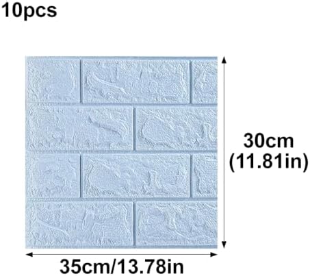 10PCS 3D Brick Wall Panel, Light Blue - Image 2