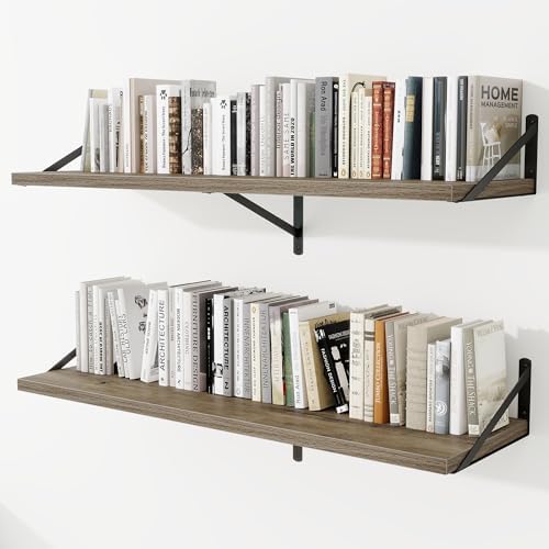 Deep Wall Shelves 48"W x 12"D Engineered Wood Floating Shelves by Venusmiles