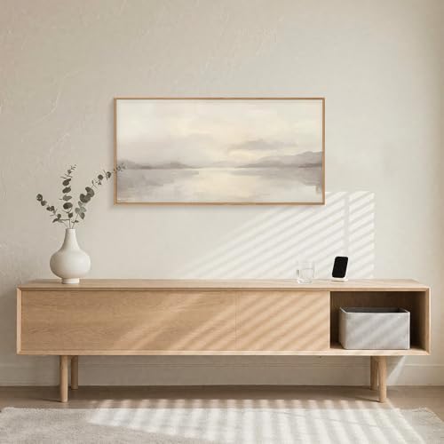 LHIUEM Large Abstract Neutral Beige Pastel Framed Canvas Wall Art, Modern - Image 4