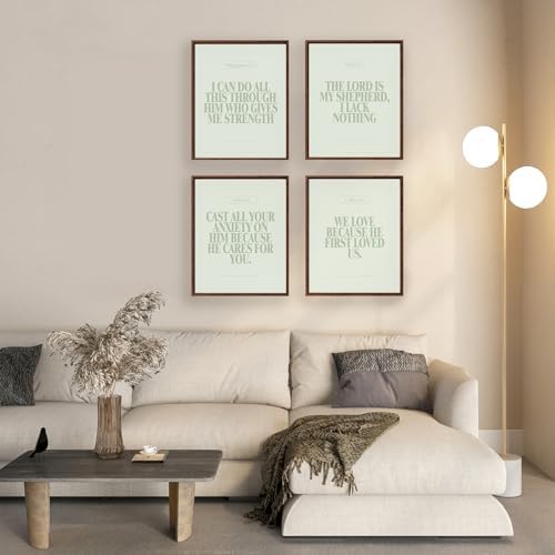 Locomiss Sage Green Christian Modern Bible Verse Wall Art Decor Set of 4 - Image 6