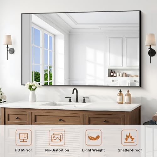 DESBING Black Bathroom Mirror for Wall, 30x50 Inch Rectangle Mirrors - Image 2