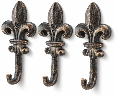 Hicarer 3 Pcs Fleur De Lis Wall Hooks Cast Iron Hangers by Hicarer