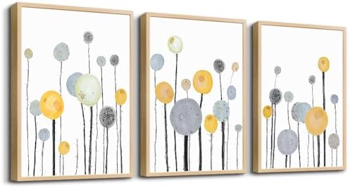 MHARTK66 3 Piece Natural Wood Framed Abstract Watercolor Painting Wall Art by MHARTK66