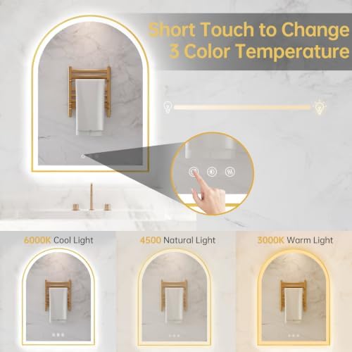 24"x32" Arched LED Lighted Bathroom Mirror - Image 3