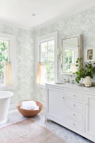 Dimoon 78.7"x17.3" Peel and Stick Wallpaper Green Floral Wallpaper White Boho - Image 4