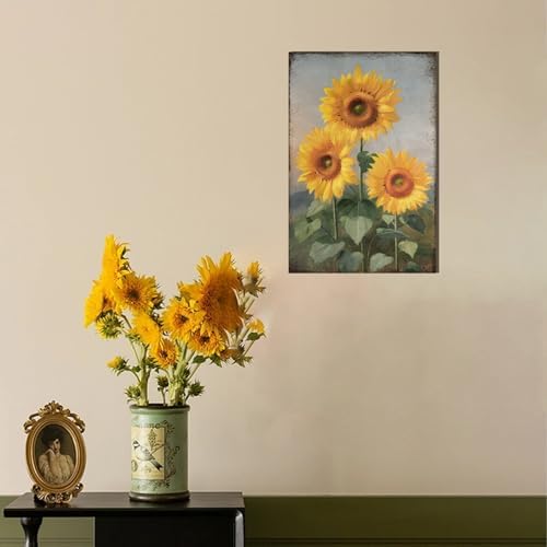 Sunflower Canvas Wall Art Decor: Rustic Bathroom Bedroom Floral Pictures - Image 5