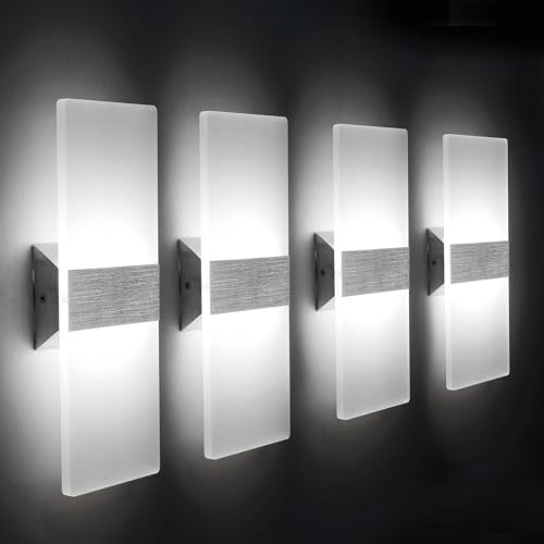 ChangM Modern Wall Sconce 12W, LED Wall Sconce Set of 4 Cool White by ChangM