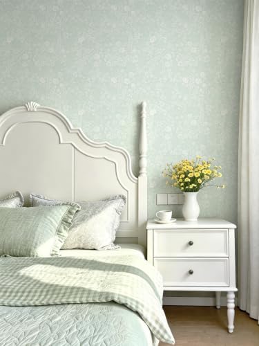 Guvana Sage Green and White Peel and Stick Wallpaper Floral Wallpaper Slef - Image 6