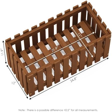 Furinno TIOMAN Planter Box, Hardwood Slat Style Flower Box, Rectangular Garden - Image 3