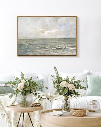 VIYYIEA Ocean Landscape Large Framed Wall Art, Seascape Vintage Paintings Art - Image 3