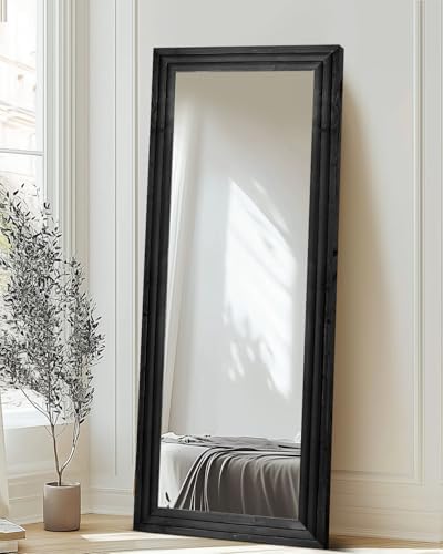 65x24in Full Length Mirror, 3-Tier Stepped Solid Wood Frame - Image 5