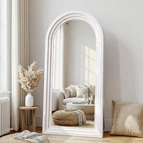 30"x71" Full Length Mirror Solid Wood Frame, Arched Floor Mirror Full Length by WISSMIELSHOME
